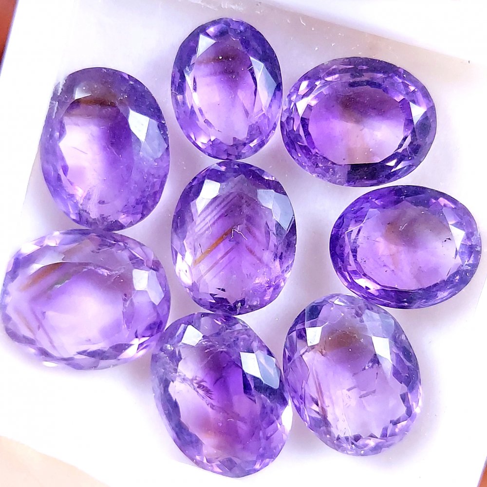 7Pcs 64Cts Natural Purple Amethyst Faceted Cabochon Gemstone Lot Mixed Shapes And Sizes For Jewelry Making  16x12 12x9mm#10508