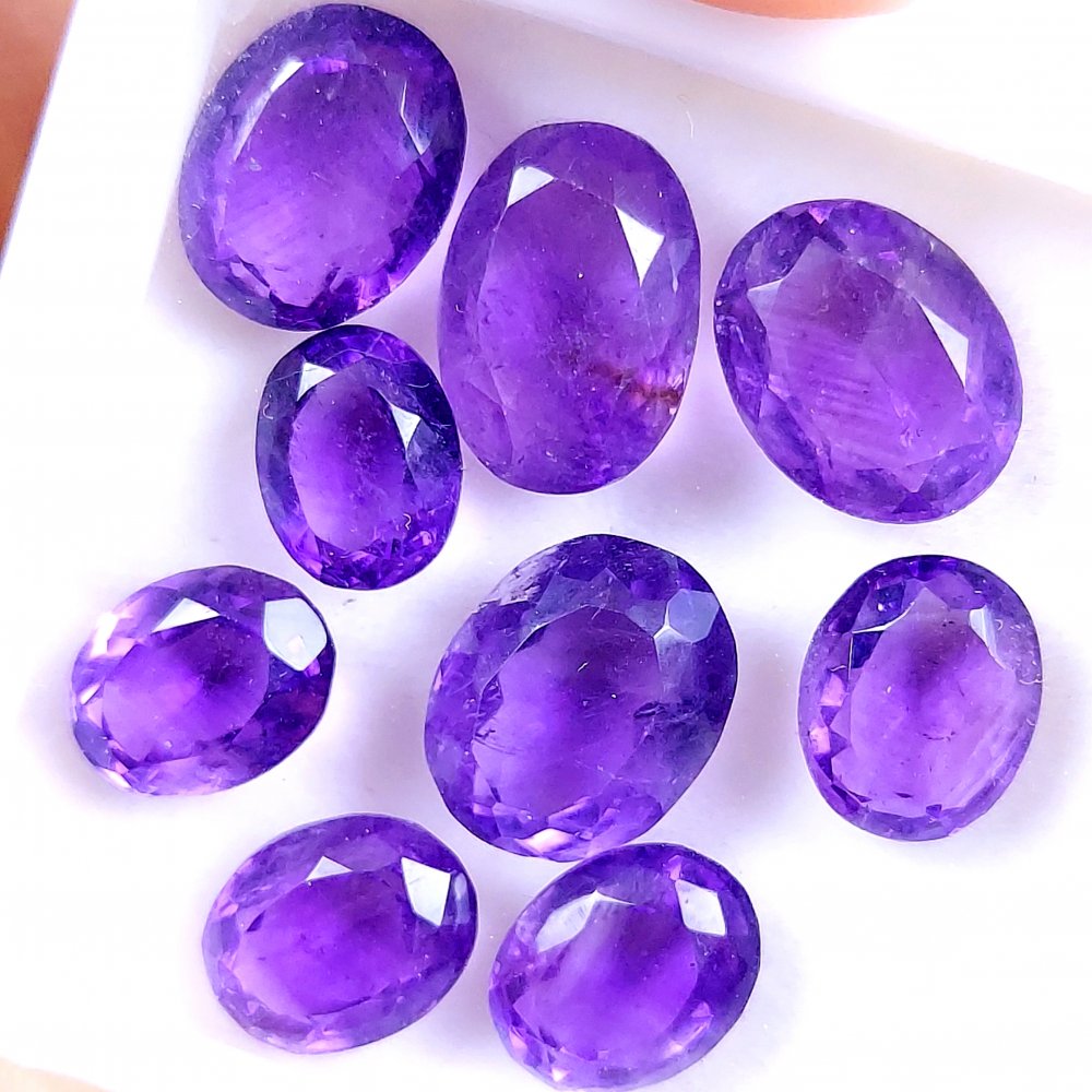 9Pcs 46Cts Natural Purple Amethyst Faceted Cabochon Gemstone Lot Mixed Shapes And Sizes For Jewelry Making  14x10 10x7mm#10509