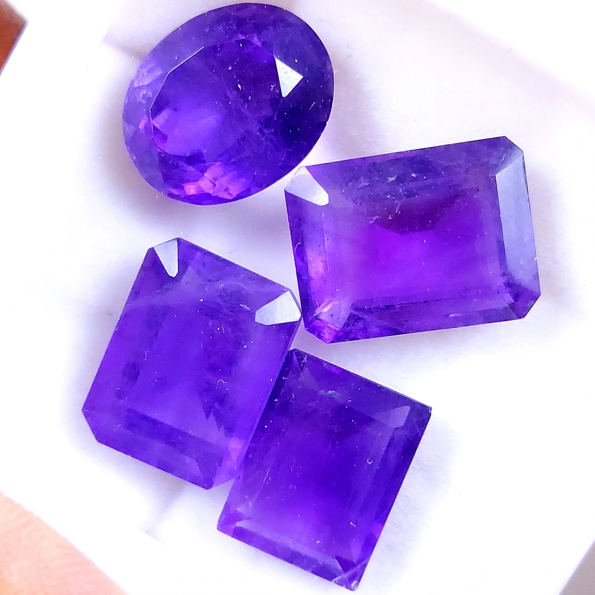 4Pcs 45Cts Natural Purple Amethyst Faceted Cabochon Gemstone Lot Mixed Shapes And Sizes For Jewelry Making  16x12 14x11mm10513