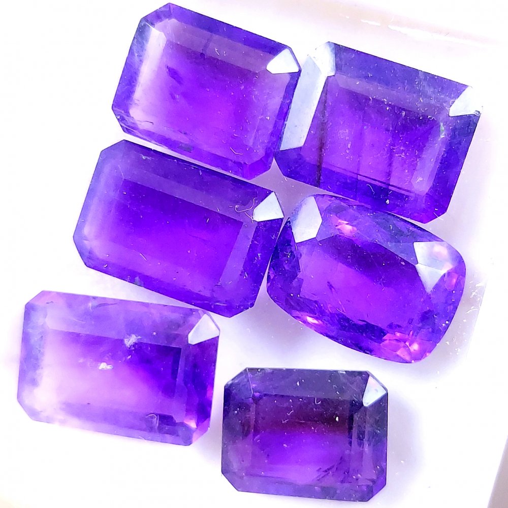 6Pcs 51Cts Natural Purple Amethyst Faceted Cabochon Gemstone Lot Mixed Shapes And Sizes For Jewelry Making  16x11 14x11mm#10524