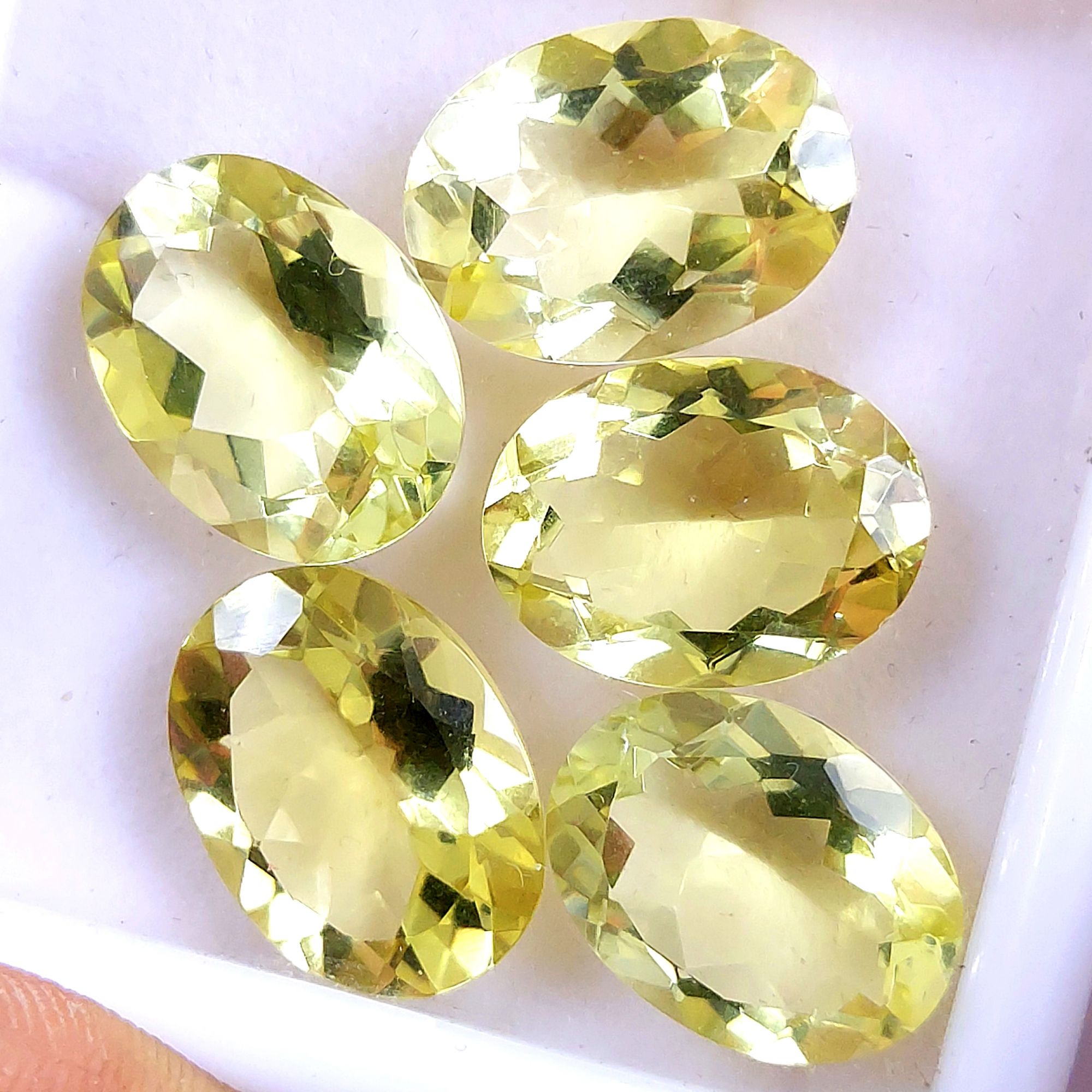 5Pcs 43Cts Natural Lemon quartz Faceted Cabochon Loose Gemstone Semi Precious Rose Cut Jewelry Making Crystal Quartz 17x12 16x12mm 10554