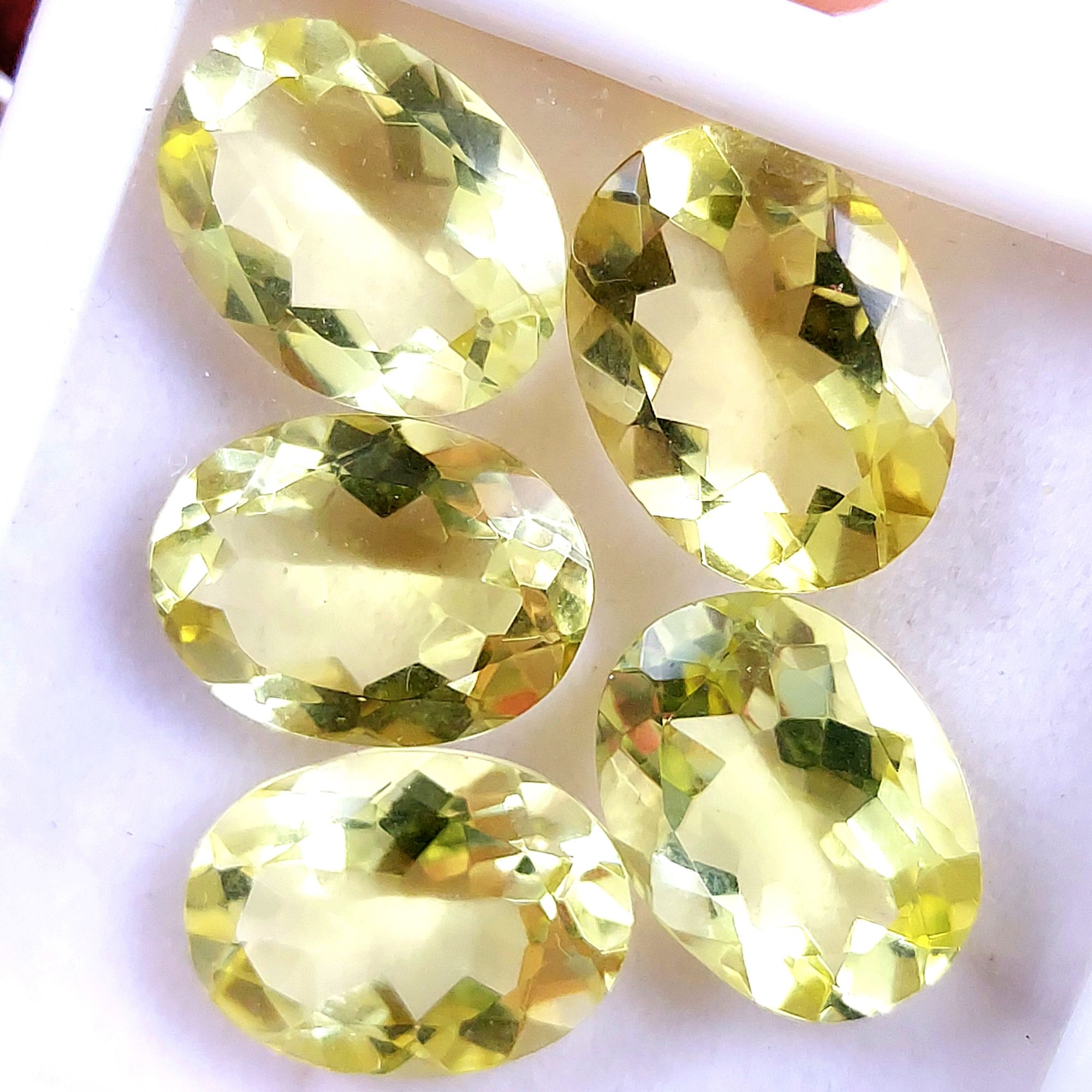 5Pcs 43Cts Natural Lemon quartz Faceted Cabochon Loose Gemstone Semi Precious Rose Cut Jewelry Making Crystal Quartz 17x12 16x12mm 10554
