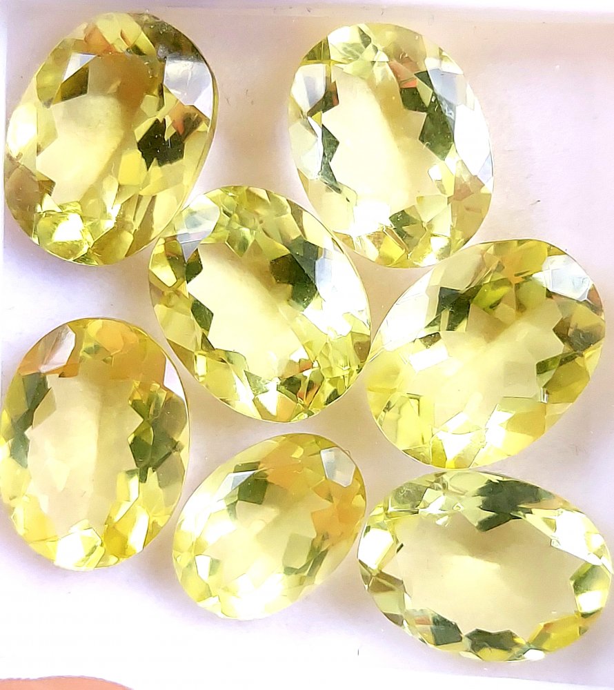 7Pcs 60Cts Natural Lemon Quartz Faceted Cabochon Loose Gemstone Semi Precious Rose Cut Jewelry Making Crystal Quartz 16x12 14x10mm #10557