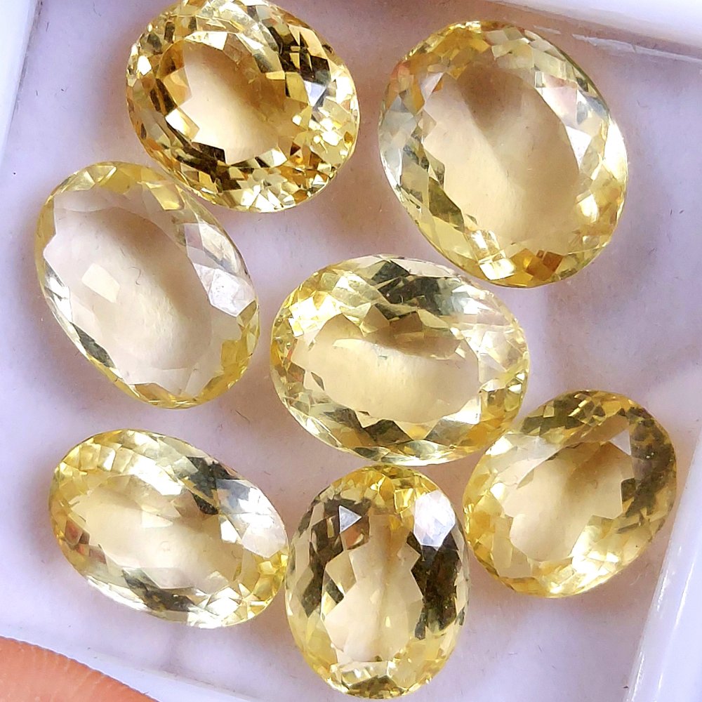 7Pcs 54Cts Natural Yellow Citrine Faceted Cabochon Loose Gemstone Semi Precious Rose Cut Jewelry Making Crystal Lot 15x12 10x12mm #10572