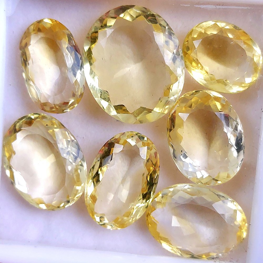 7Pcs 62Cts Natural Yellow Citrine Faceted Cabochon Loose Gemstone Semi Precious Rose Cut Jewelry Making Crystal Lot 19x16 13x10mm #10574