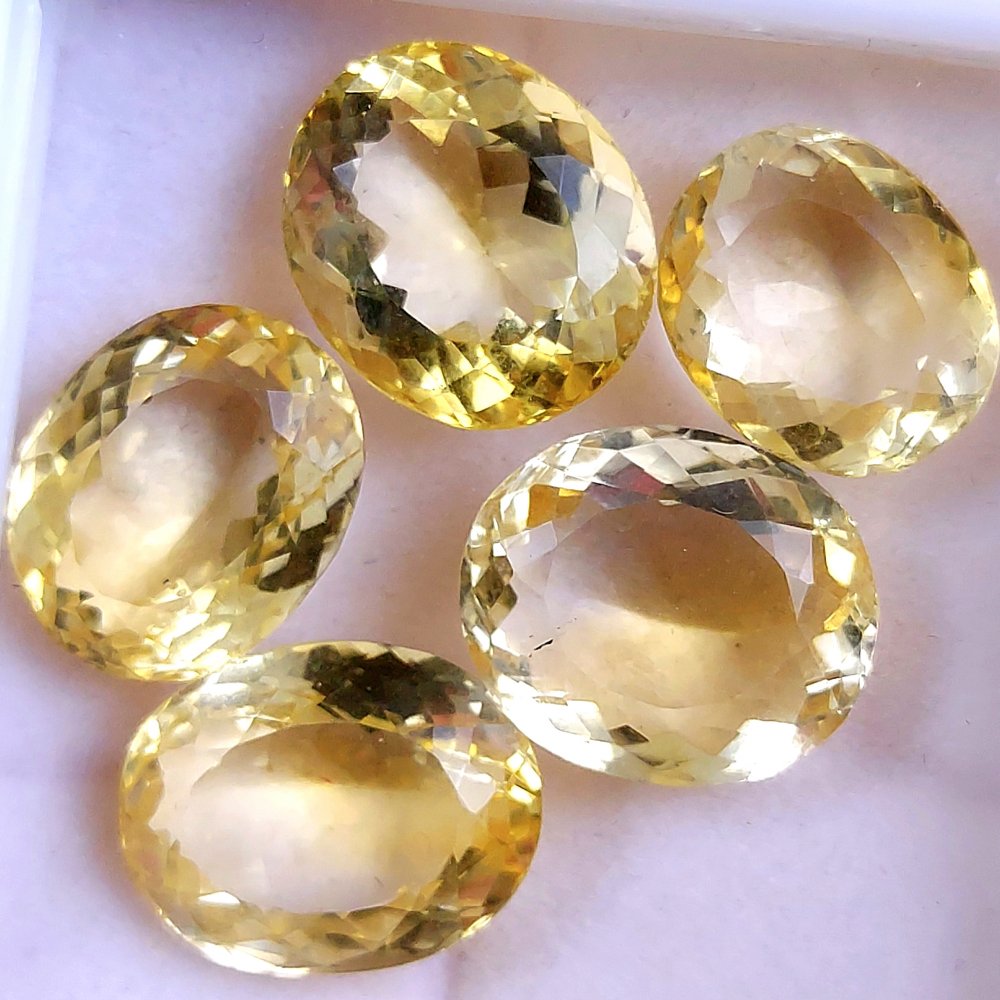 5Pcs 59Cts Natural Yellow Citrine Faceted Cabochon Loose Gemstone Semi Precious Rose Cut Jewelry Making Crystal Lot 16x14 14x12mm #10575