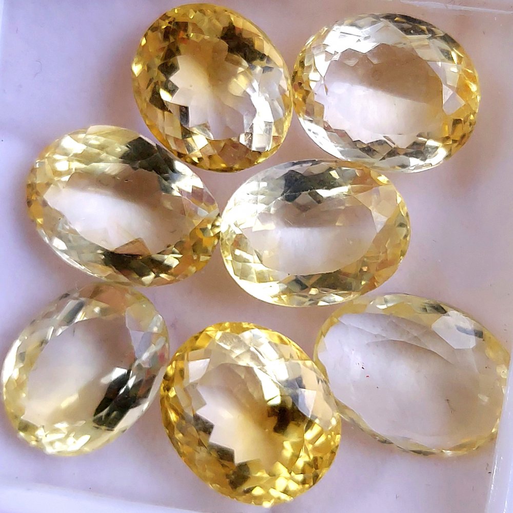 7Pcs 62Cts Natural Yellow Citrine Faceted Cabochon Loose Gemstone Semi Precious Rose Cut Jewelry Making Crystal Lot 16x12 13x11mm #10588