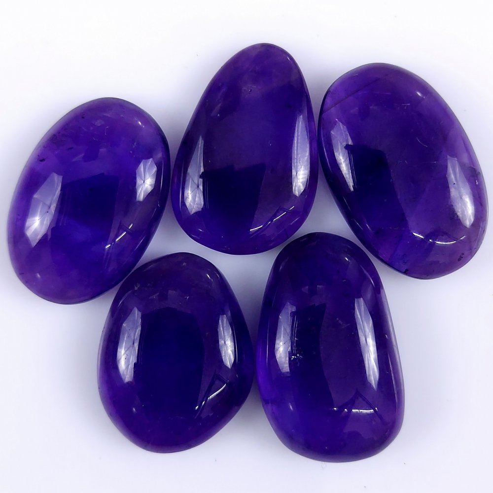 5Pcs 152Cts. Natural Amethyst Cabochon Purple Loose Gemstone For Jewelry Making#106