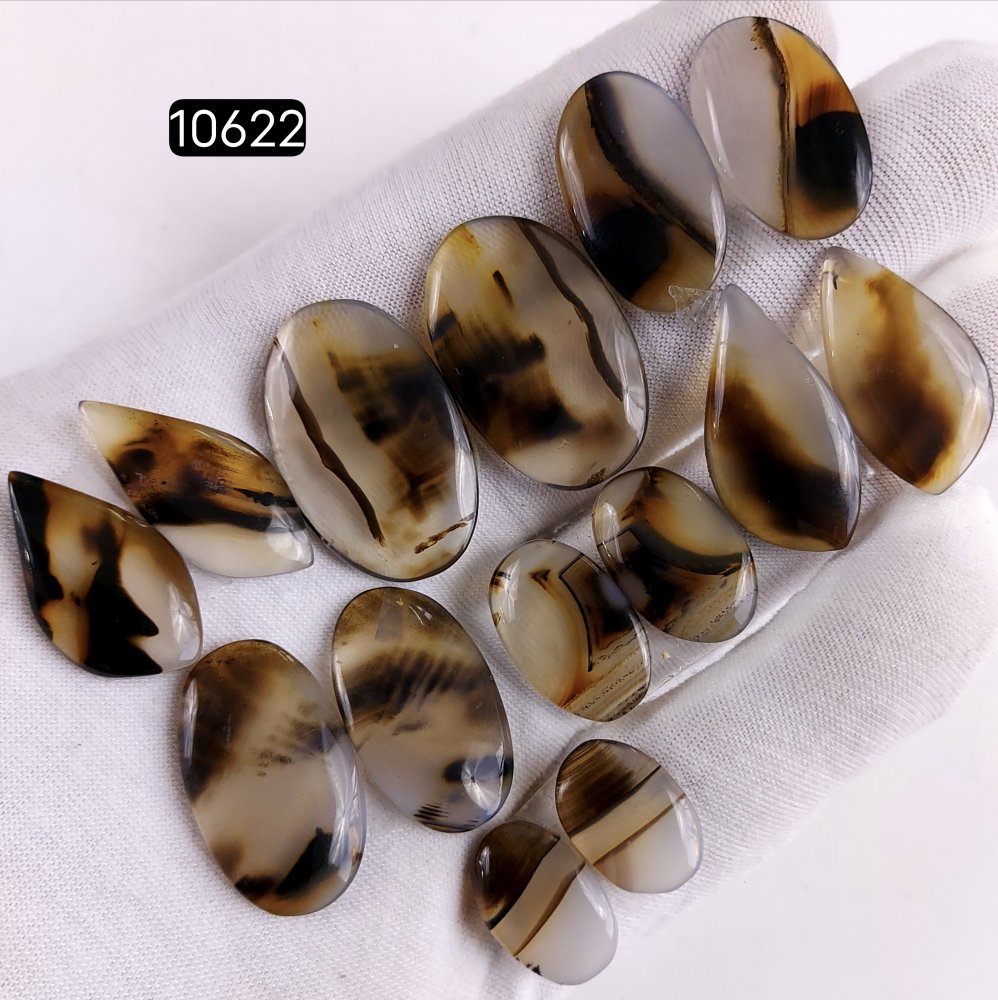 7Pair 157Cts Natural Brown Montana Agate Cabochon Loose Gemstone Crystal Pair Lot for Earrings 30x20 16x11mm #10622