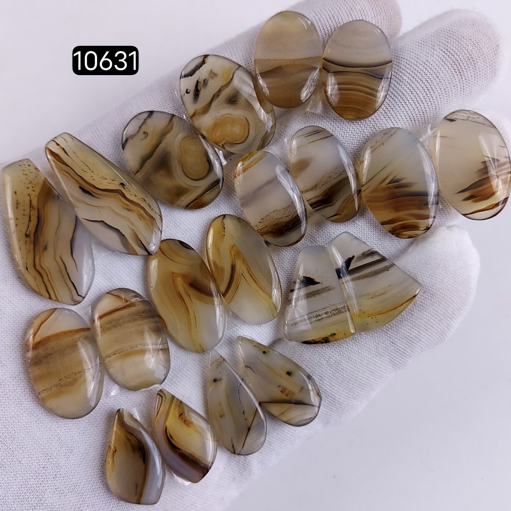 10Pair 180Cts Natural Brown Montana Agate Cabochon Loose Gemstone Crystal Pair Lot for Earrings 32x14 18x10mm #10631