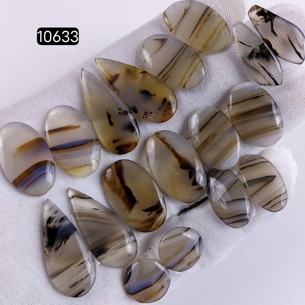 9Pair 188Cts Natural Brown Montana Agate Cabochon Loose Gemstone Crystal Pair Lot for Earrings 32x14 15x15mm #10633