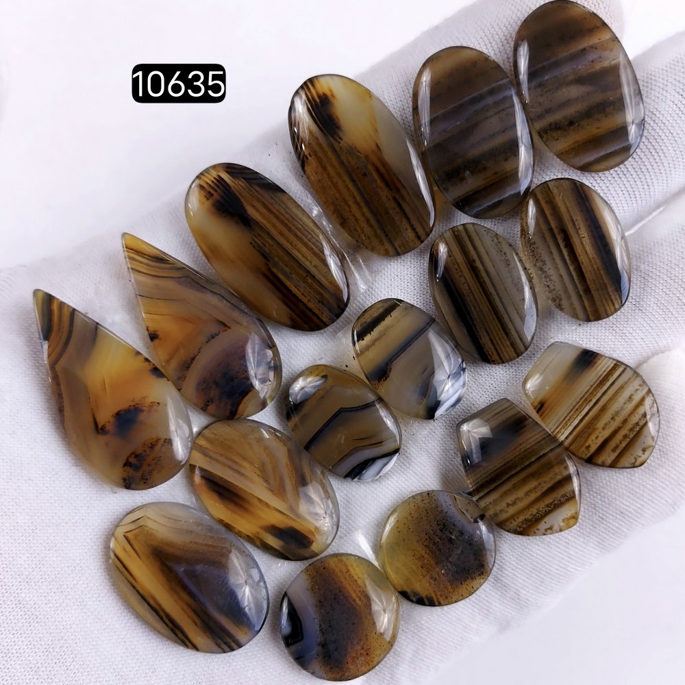 8Pair 184Cts Natural Brown Montana Agate Cabochon Loose Gemstone Crystal Pair Lot for Earrings 27x15 16x16mm #10635