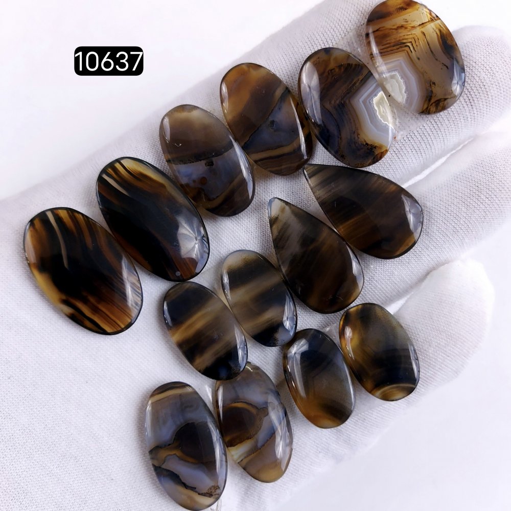 7Pair 162Cts Natural Brown Montana Agate Cabochon Loose Gemstone Crystal Pair Lot for Earrings 26x16 20x12mm #10637