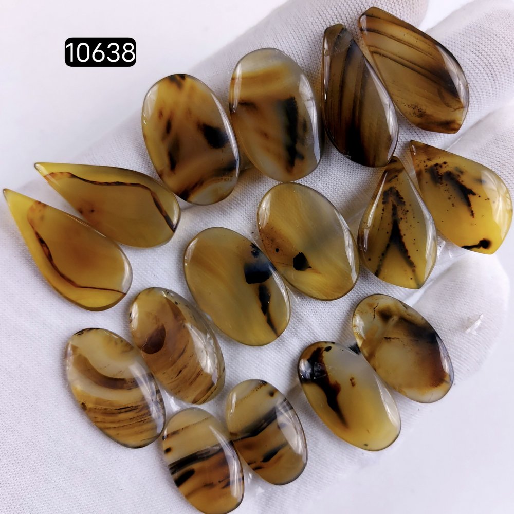 8Pair 171Cts Natural Brown Montana Agate Cabochon Loose Gemstone Crystal Pair Lot for Earrings 29x12 20x12mm #10638