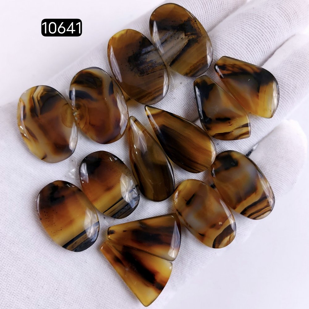 7Pair 187Cts Natural Brown Montana Agate Cabochon Loose Gemstone Crystal Pair Lot for Earrings 26x17 22x16mm #10641