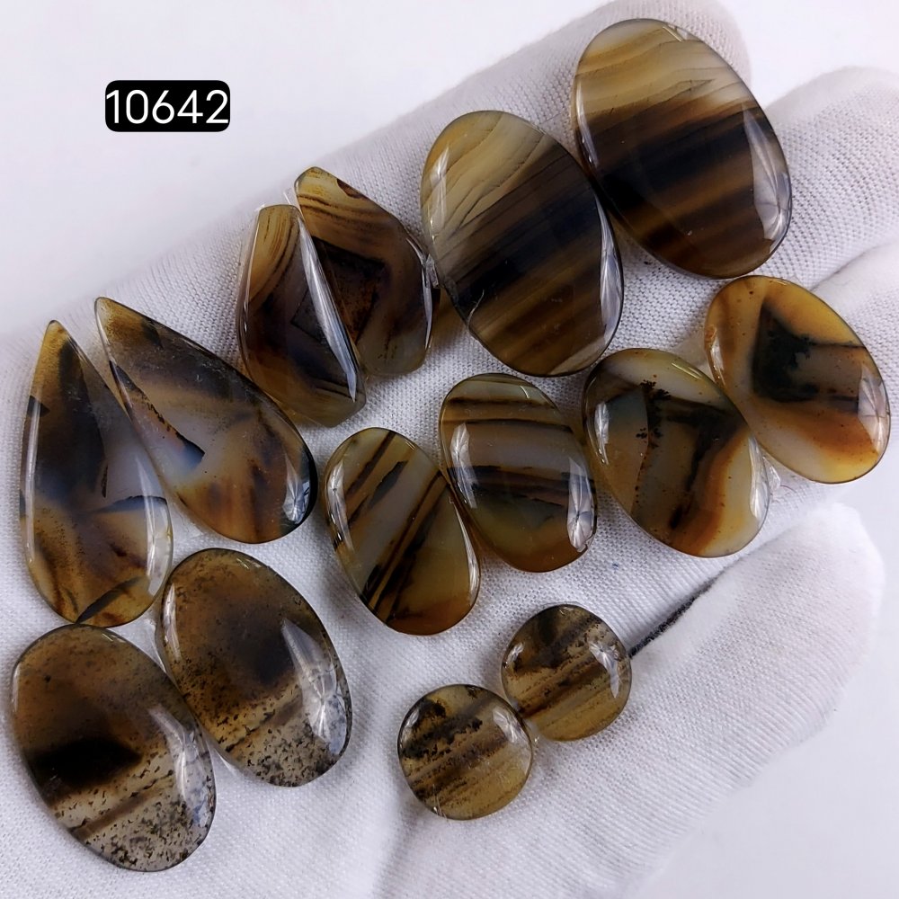 7Pair 143Cts Natural Brown Montana Agate Cabochon Loose Gemstone Crystal Pair Lot for Earrings 28x18 12x12mm #10642