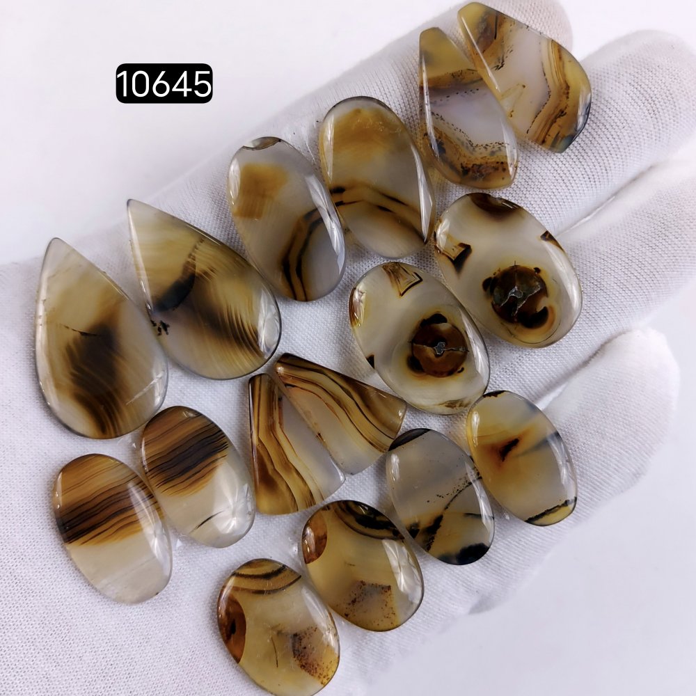 8Pair 183Cts Natural Brown Montana Agate Cabochon Loose Gemstone Crystal Pair Lot for Earrings 32x18 20x12mm #10645