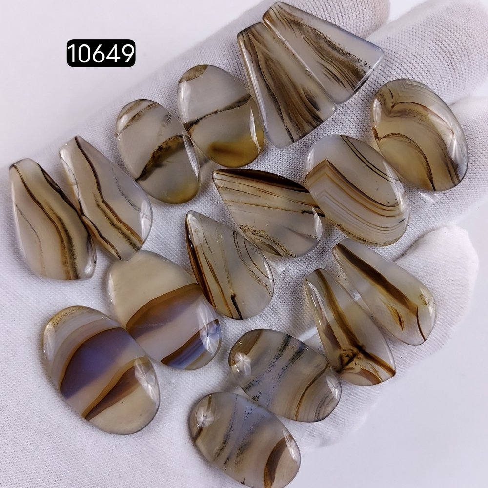 8Pair 157Cts Natural Brown Montana Agate Cabochon Loose Gemstone Crystal Pair Lot for Earrings 27x15 22x15mm #10649