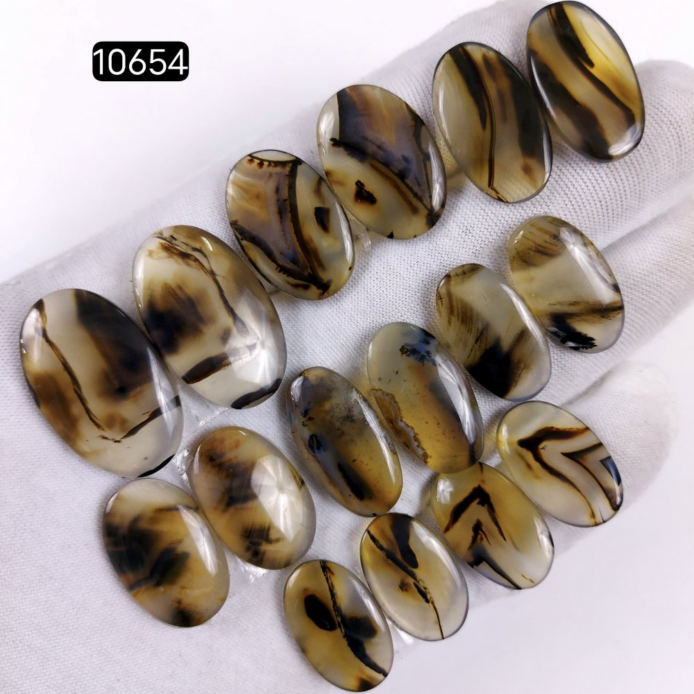 8Pair 187Cts Natural Brown Montana Agate Cabochon Loose Gemstone Crystal Pair Lot for Earrings 28x17 22x12mm #10654