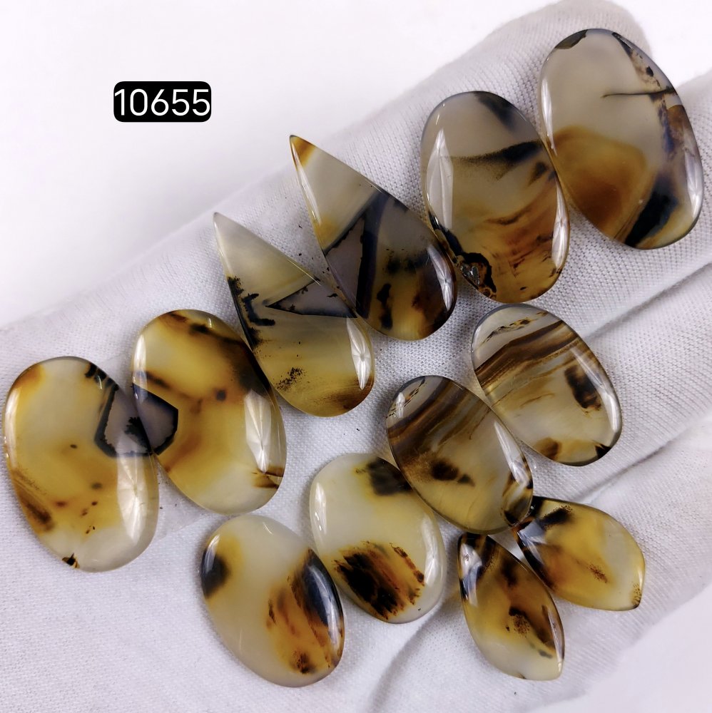 6Pair 167Cts Natural Brown Montana Agate Cabochon Loose Gemstone Crystal Pair Lot for Earrings 27x16 22x12mm #10655
