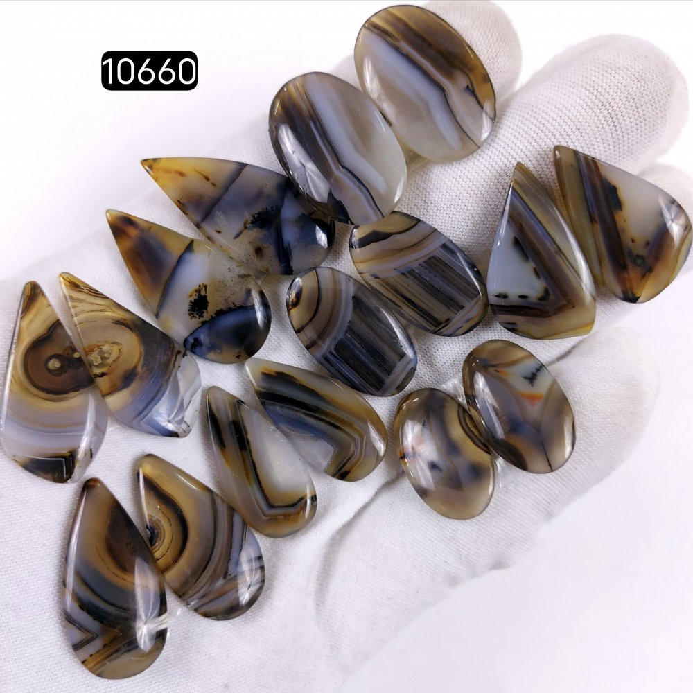 8Pair 188Cts Natural Brown Montana Agate Cabochon Loose Gemstone Crystal Pair Lot for Earrings 32x14 22x12mm #10660