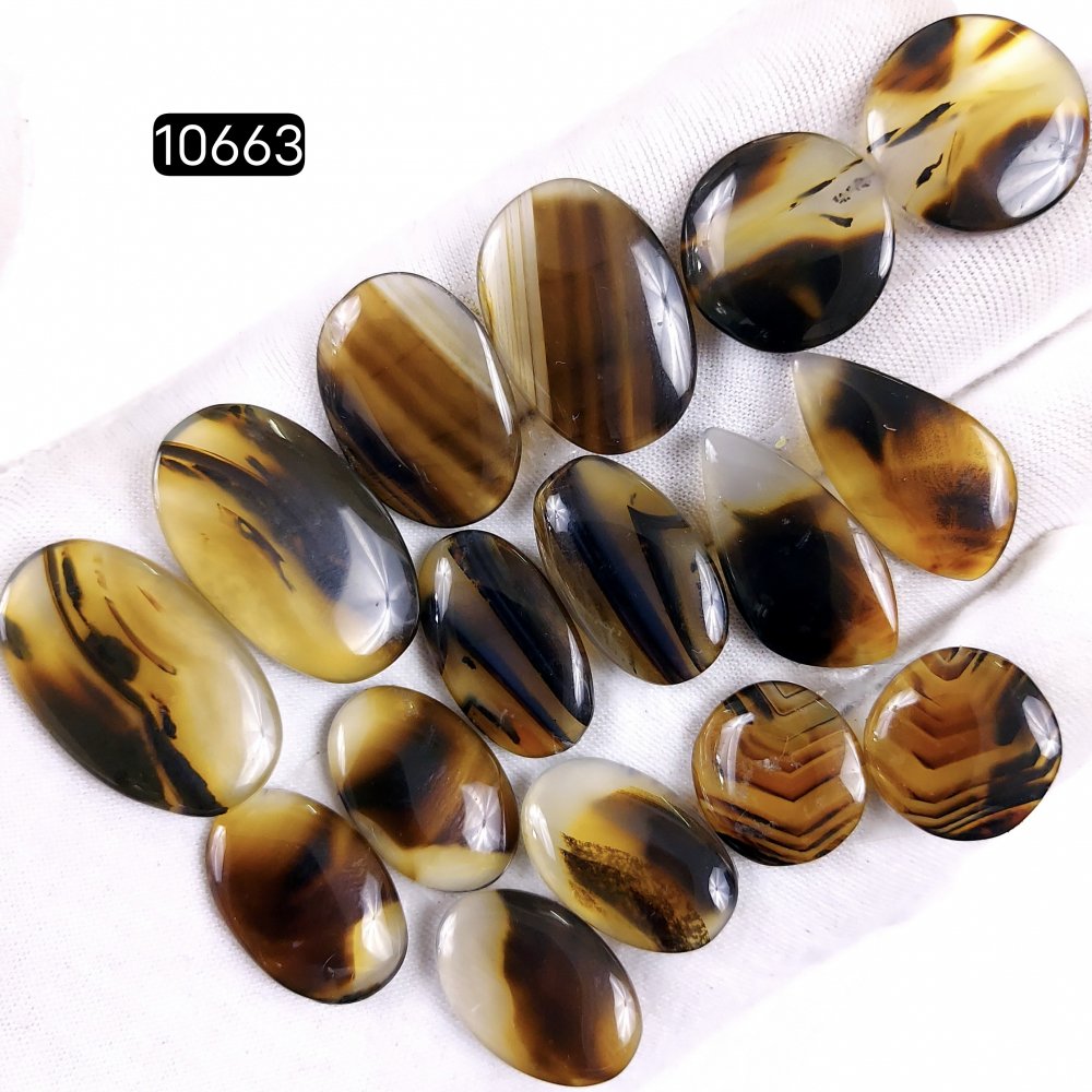 8Pair 188Cts Natural Brown Montana Agate Cabochon Loose Gemstone Crystal Pair Lot for Earrings 30x20 20x14mm #10663