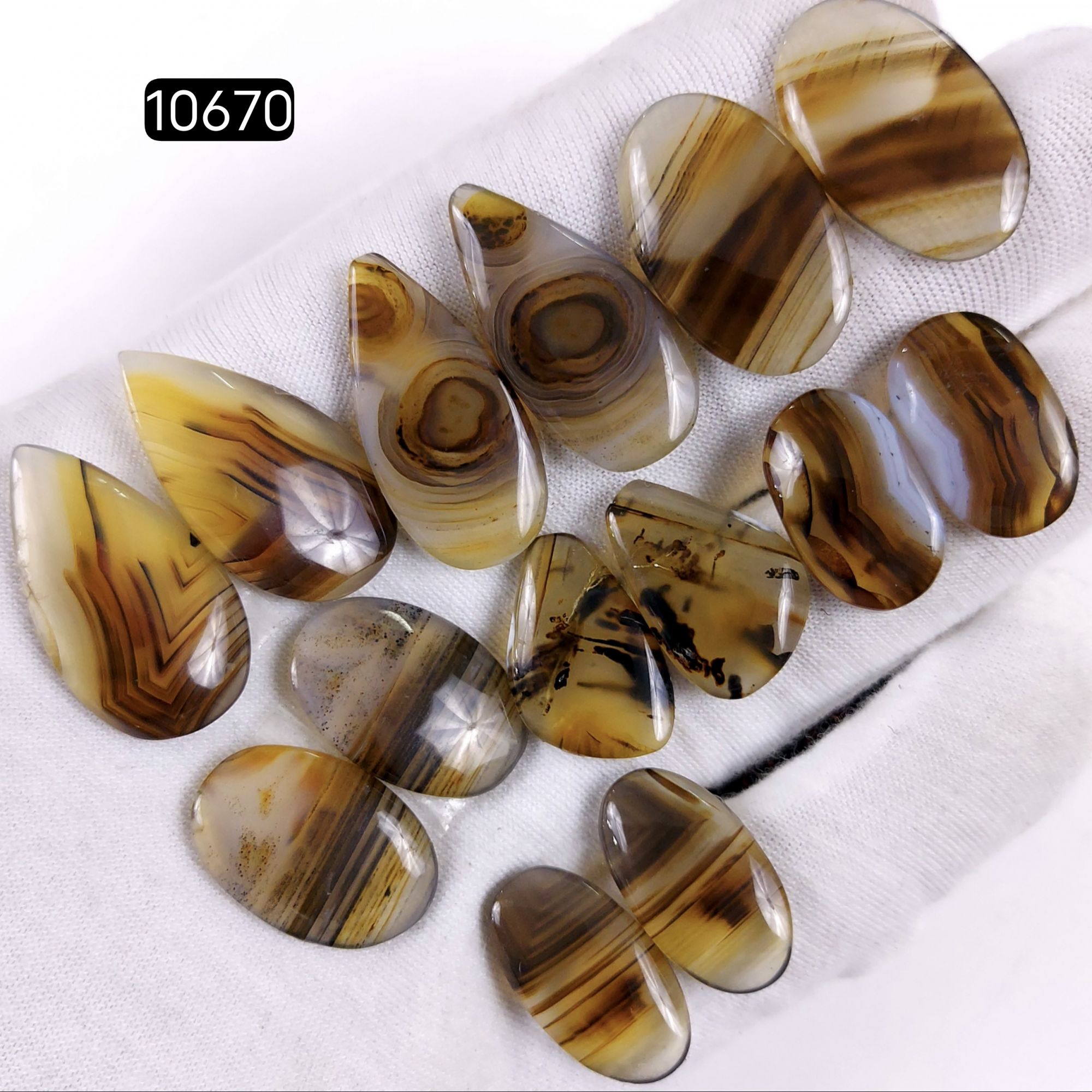 7Pair 152Cts Natural Brown Montana Agate Cabochon Loose Gemstone Crystal Pair Lot for Earrings 28x14 20x12mm R-10670
