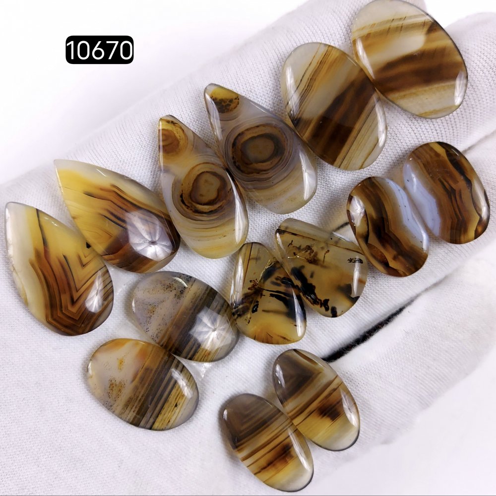 7Pair 152Cts Natural Brown Montana Agate Cabochon Loose Gemstone Crystal Pair Lot for Earrings 28x14 20x12mm #10670