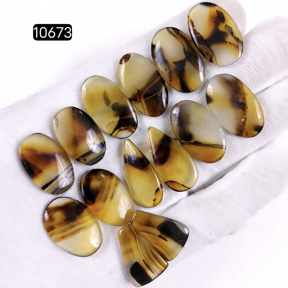 7Pair 159Cts Natural Brown Montana Agate Cabochon Loose Gemstone Crystal Pair Lot for Earrings 26x12 20x14mm #10673