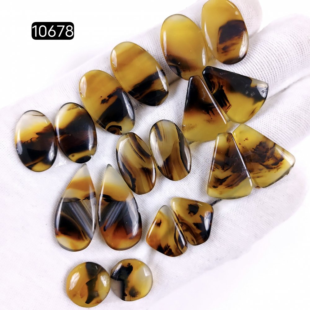 9Pair 146Cts Natural Brown Montana Agate Cabochon Loose Gemstone Crystal Pair Lot for Earrings 28x14 12x12mm #10678