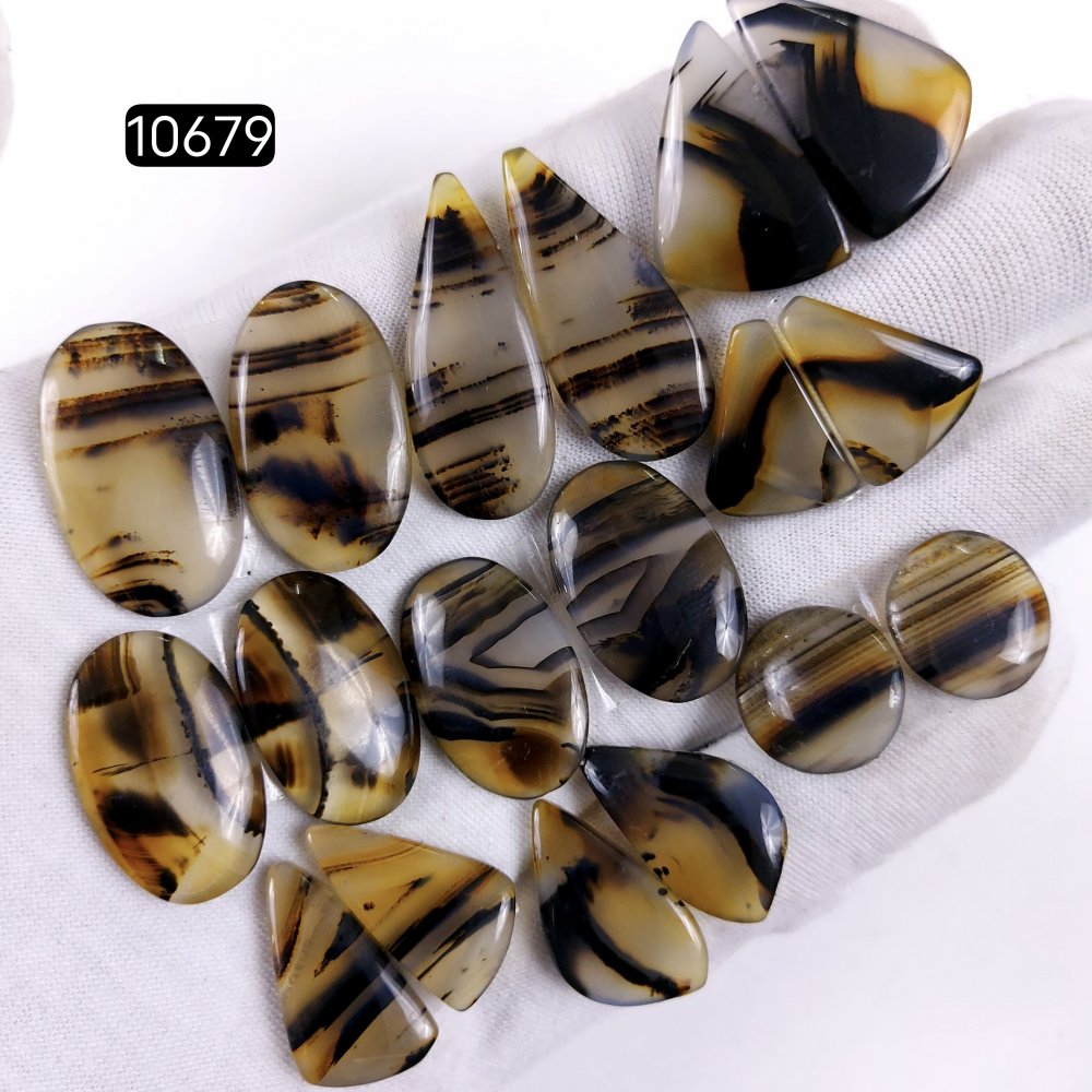 9Pair 191Cts Natural Brown Montana Agate Cabochon Loose Gemstone Crystal Pair Lot for Earrings 27x14 14x14mm #10679