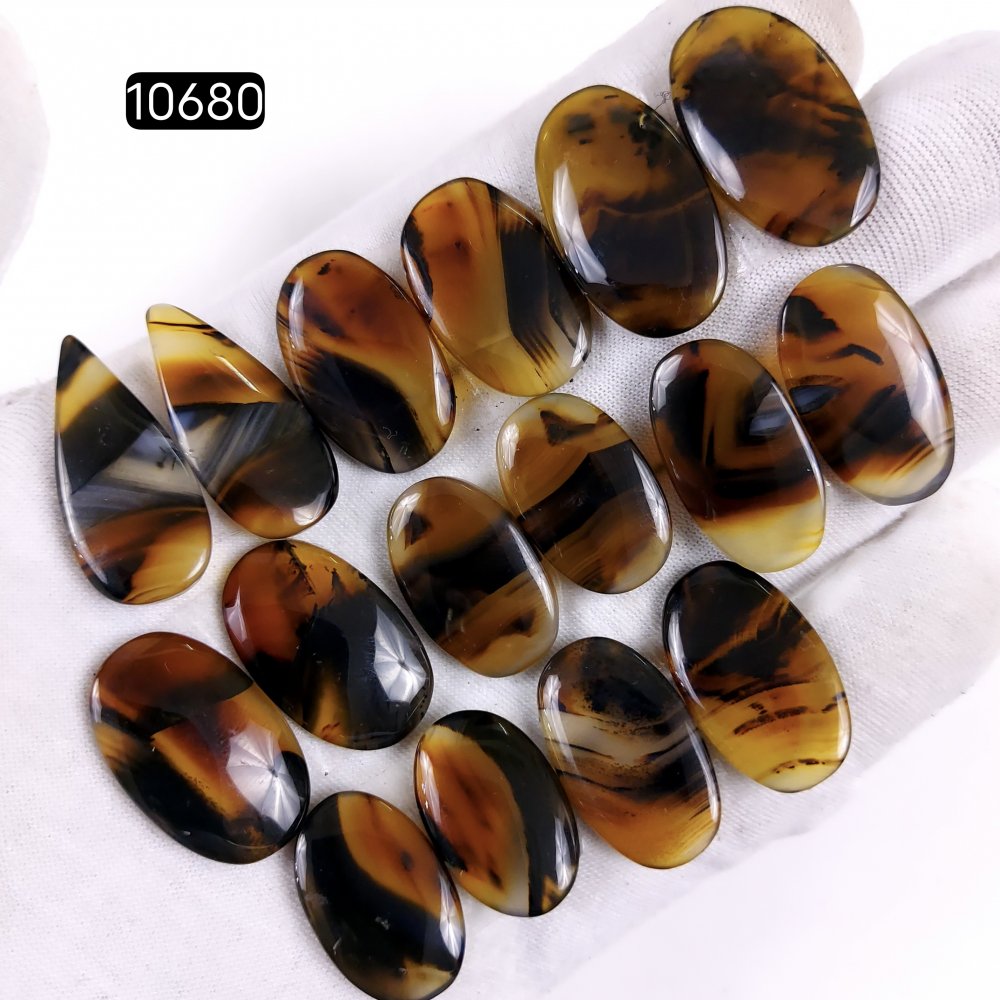 8Pair 199Cts Natural Brown Montana Agate Cabochon Loose Gemstone Crystal Pair Lot for Earrings 27x15 15x12mm #10680