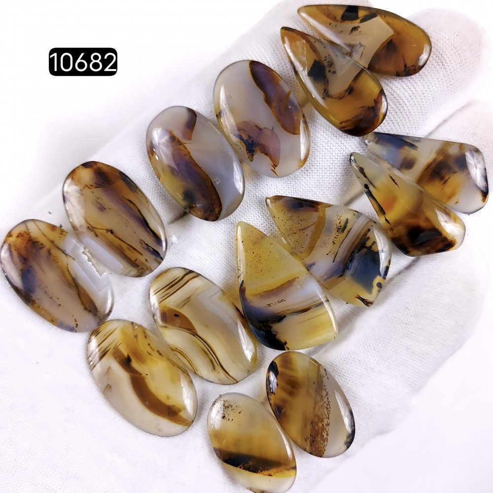 7Pair 146Cts Natural Brown Montana Agate Cabochon Loose Gemstone Crystal Pair Lot for Earrings 25x15 20x14mm #10682