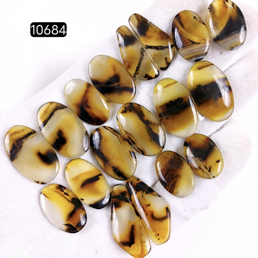 9Pair 178Cts Natural Brown Montana Agate Cabochon Loose Gemstone Crystal Pair Lot for Earrings 30x12 20x12mm #10684