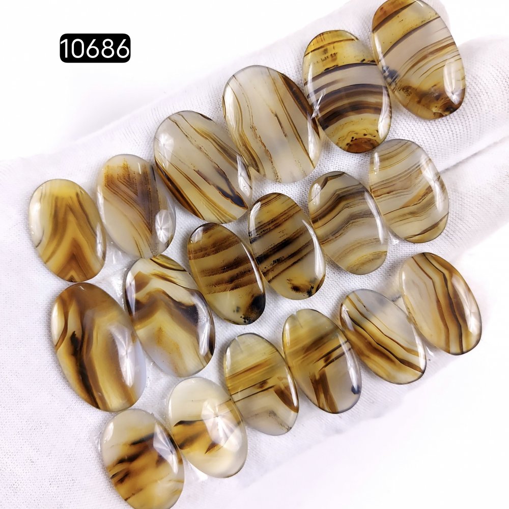 9Pair 195Cts Natural Brown Montana Agate Cabochon Loose Gemstone Crystal Pair Lot for Earrings 26x15 20x14mm #10686