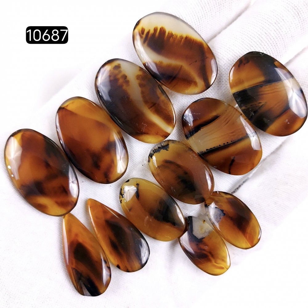6Pair 185Cts Natural Brown Montana Agate Cabochon Loose Gemstone Crystal Pair Lot for Earrings 30x20 20x12mm #10687