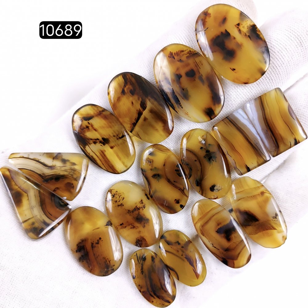8Pair 208Cts Natural Brown Montana Agate Cabochon Loose Gemstone Crystal Pair Lot for Earrings 28x14 20x12mm #10689