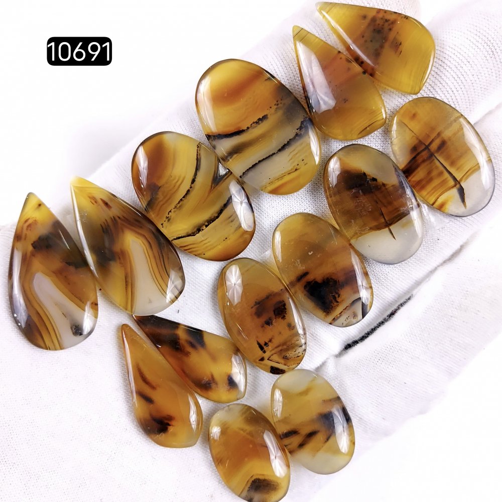 7Pair 195Cts Natural Brown Montana Agate Cabochon Loose Gemstone Crystal Pair Lot for Earrings 30x15 20x15mm #10691
