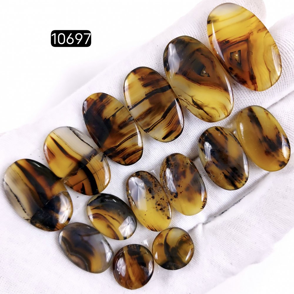 7Pair 161Cts Natural Brown Montana Agate Cabochon Loose Gemstone Crystal Pair Lot for Earrings 30x16 14x14mm #10697