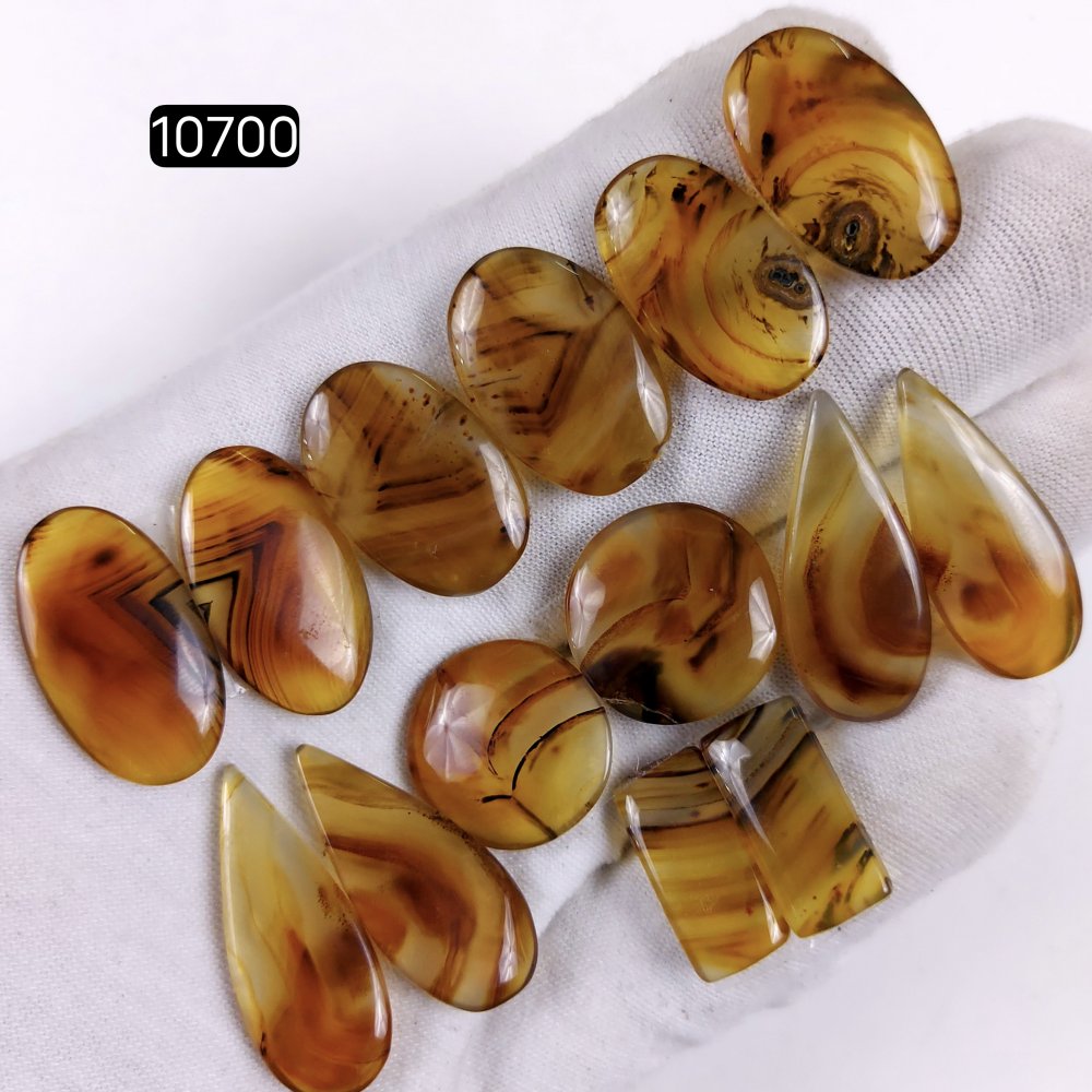 7Pair 156Cts Natural Brown Montana Agate Cabochon Loose Gemstone Crystal Pair Lot for Earrings 30x12 16x16mm #10700