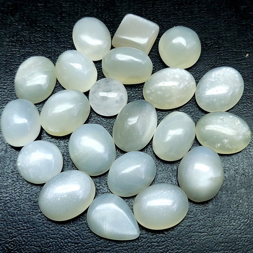 21Pcs 228Cts Natural White Moonstone Cabochon Loose Gemstone Mix Shapes and Size Moonstone Jewelry Making Crystal Lot 16x10 12x12mm #10707