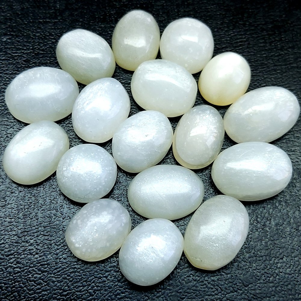 17Pcs 219Cts Natural White Moonstone Cabochon Loose Gemstone Mix Shapes and Size Moonstone Jewelry Making Crystal Lot 17x14 15x12mm #10709