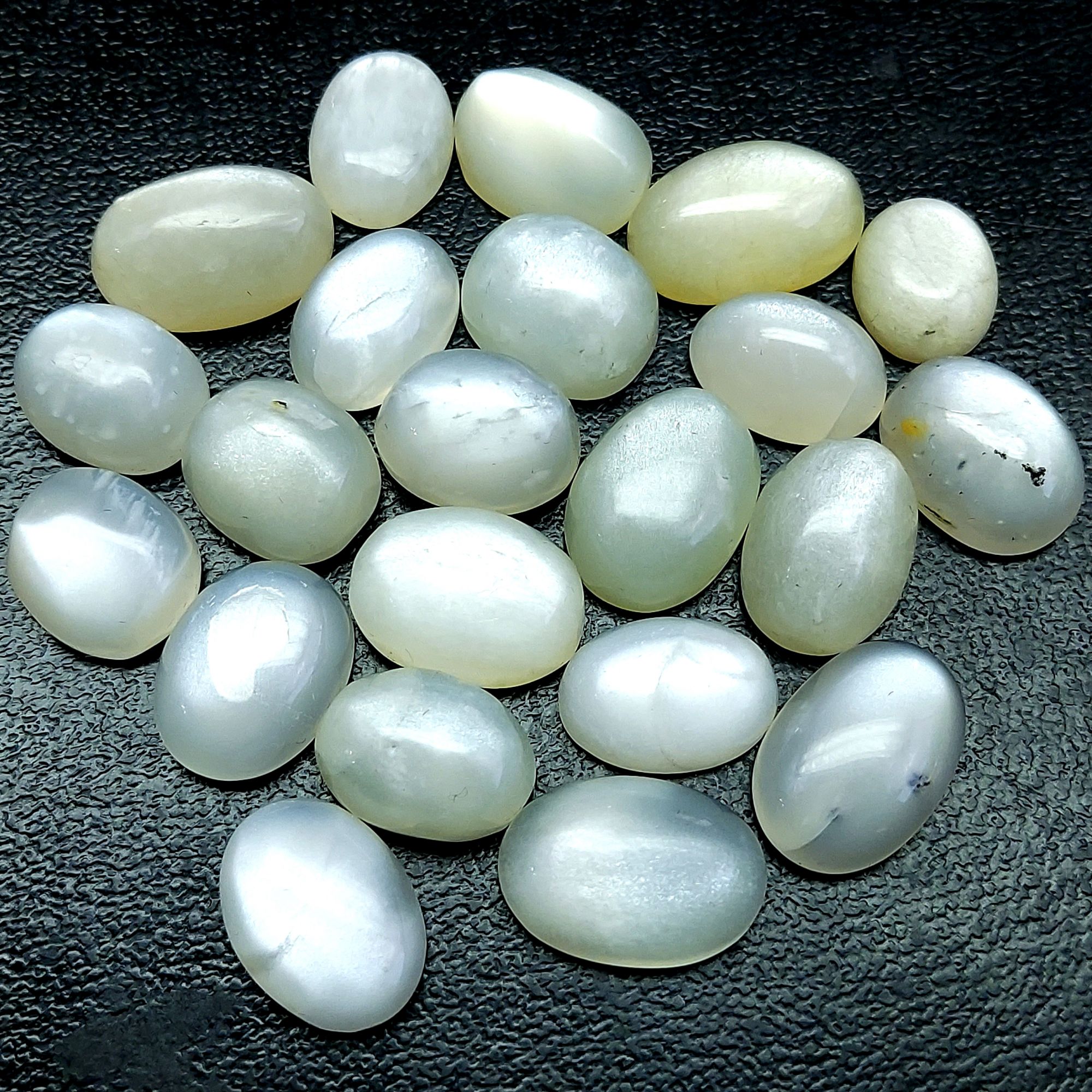 22Pcs 187Cts Natural White Moonstone Cabochon Loose Gemstone Mix Shapes and Size Moonstone Jewelry Making Crystal Lot 17x10 12x10mm 10717
