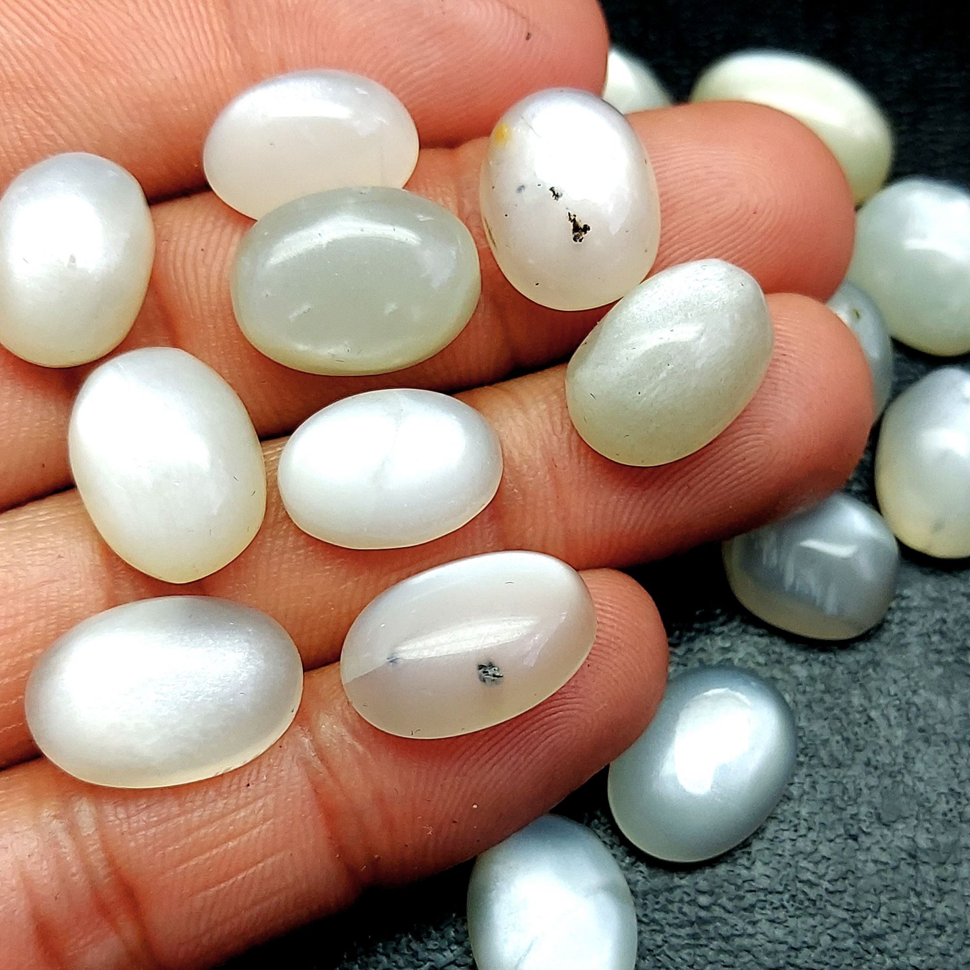 22Pcs 187Cts Natural White Moonstone Cabochon Loose Gemstone Mix Shapes and Size Moonstone Jewelry Making Crystal Lot 17x10 12x10mm 10717