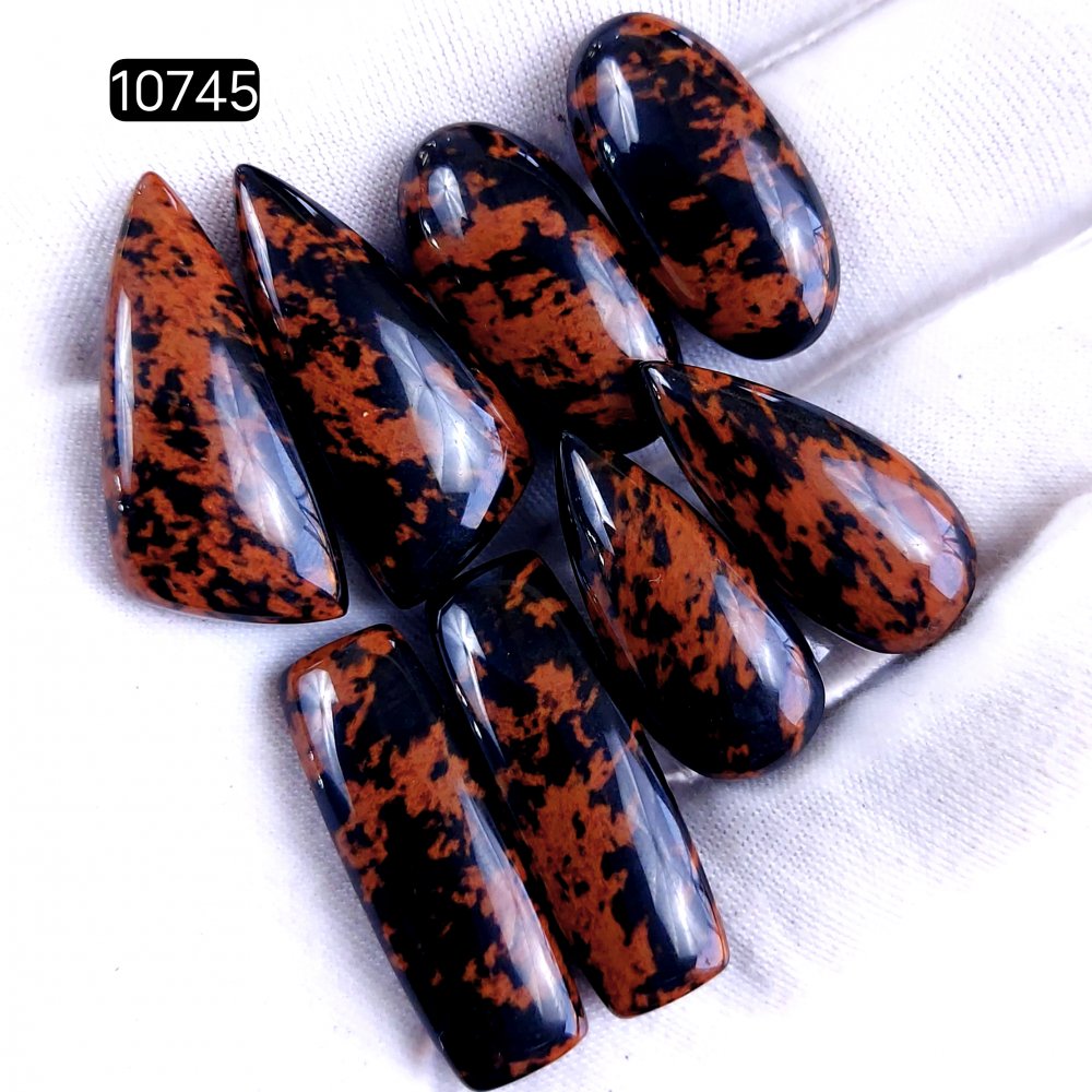 4Pair 127Cts Natural Mahogany Obsidian Cabochon Loose Gemstone Crystal Pair Lot for Earrings 30x10 26x12mm #10745