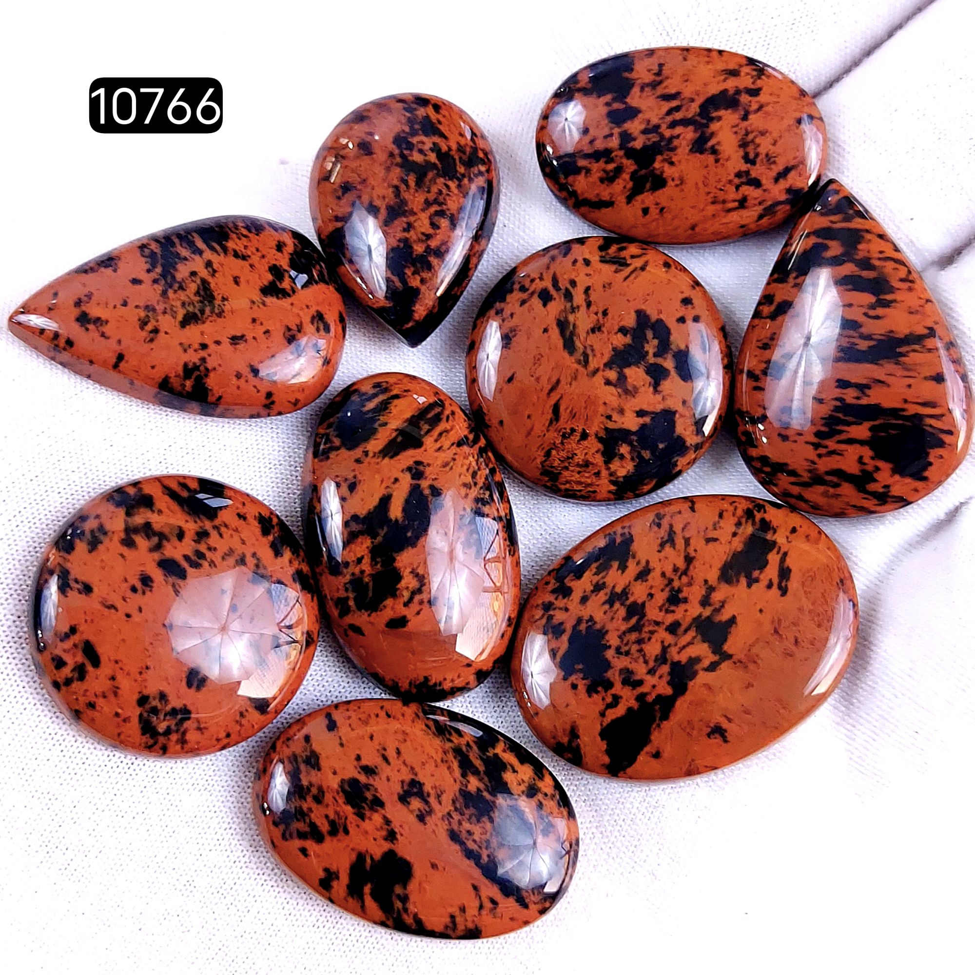 9Pcs 261Cts Natural Mahogany Obsidian Cabochon Loose Gemstone Crystal Lot for Jewelry Making Gift For Her 32x25 25x18mm 10766