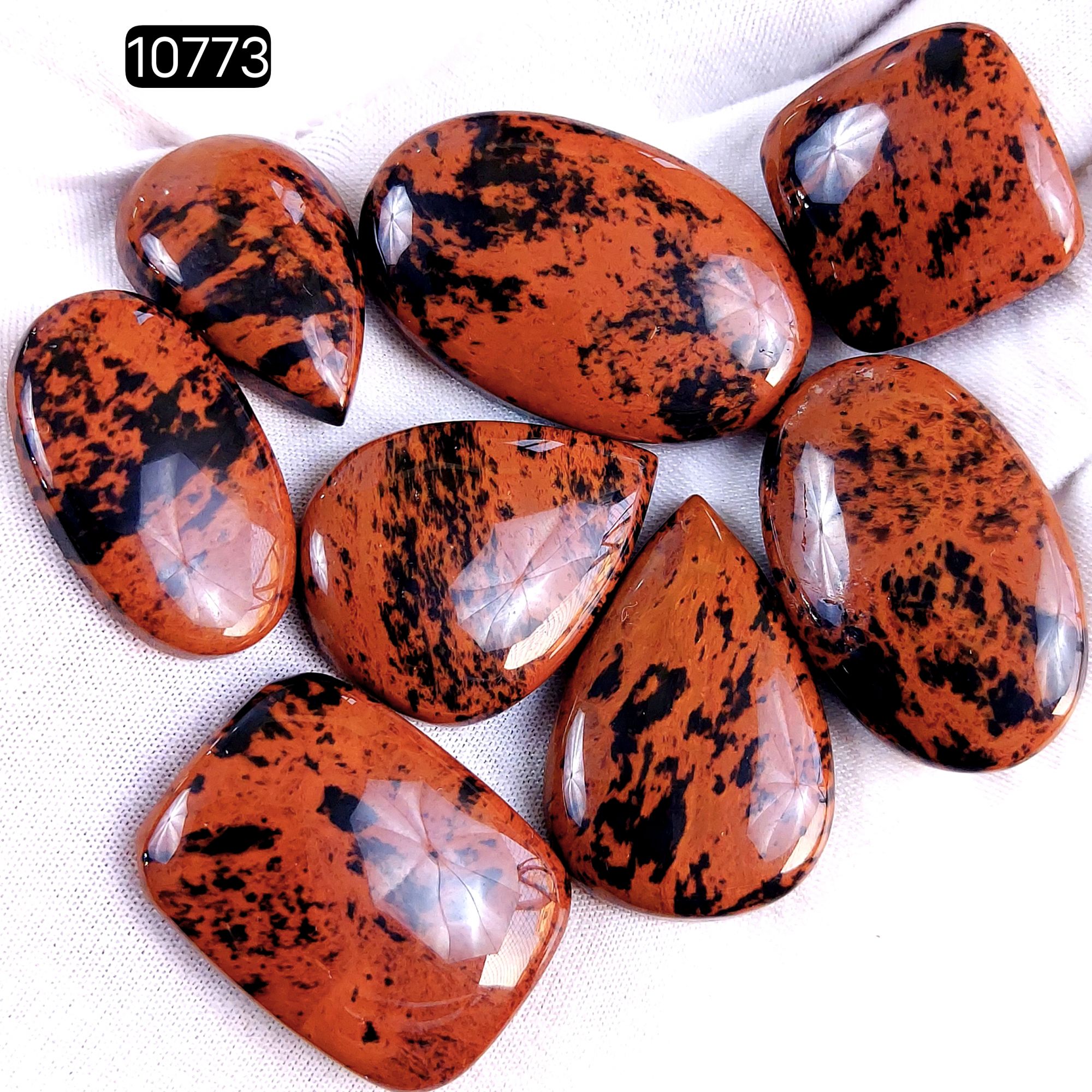 8Pcs 301Cts Natural Mahogany Obsidian Cabochon Loose Gemstone Crystal Lot for Jewelry Making Gift For Her 38x25 22x22mm 10773