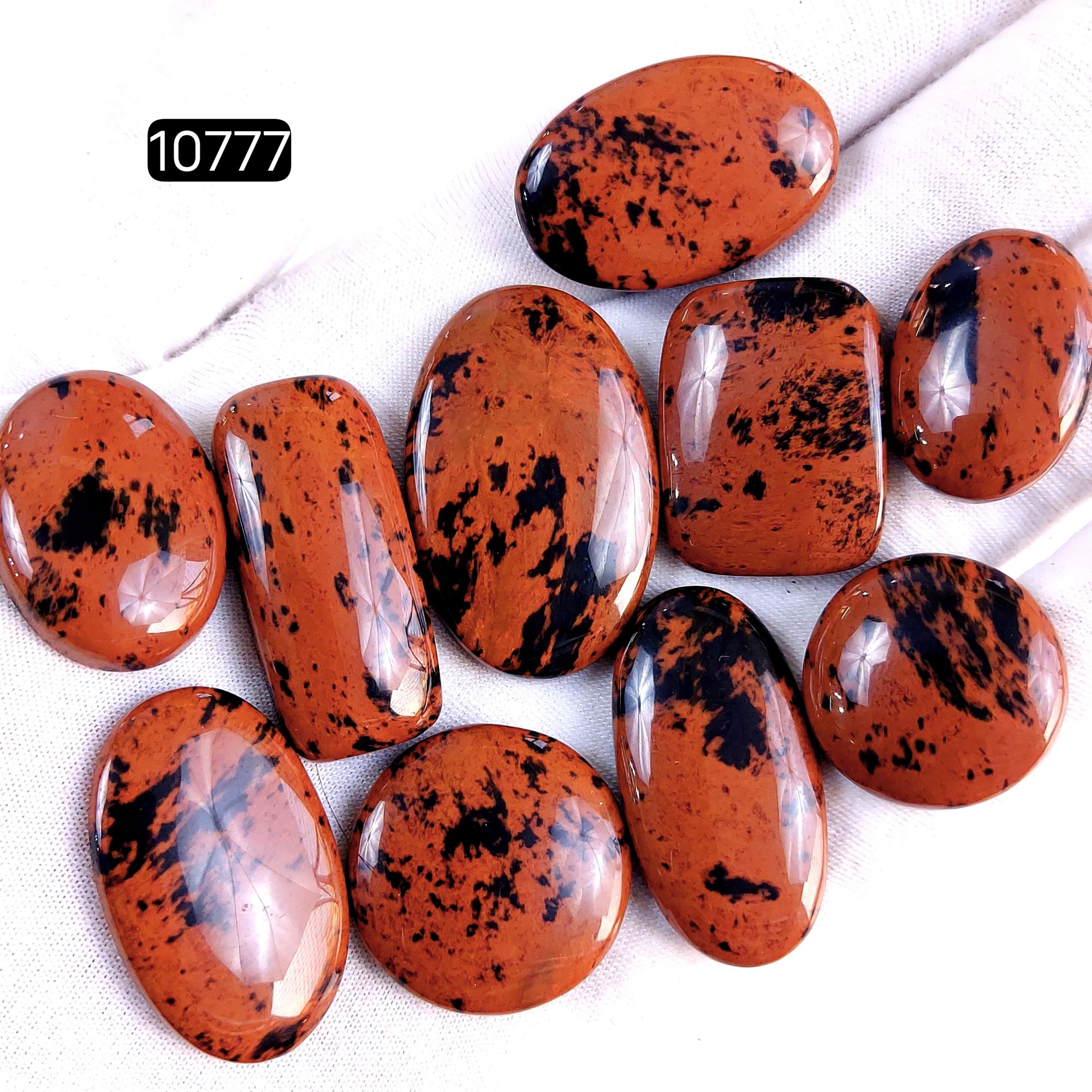 10Pcs 302Cts Natural Mahogany Obsidian Cabochon Loose Gemstone Crystal Lot for Jewelry Making Gift For Her 38x24 22x22mm 10777