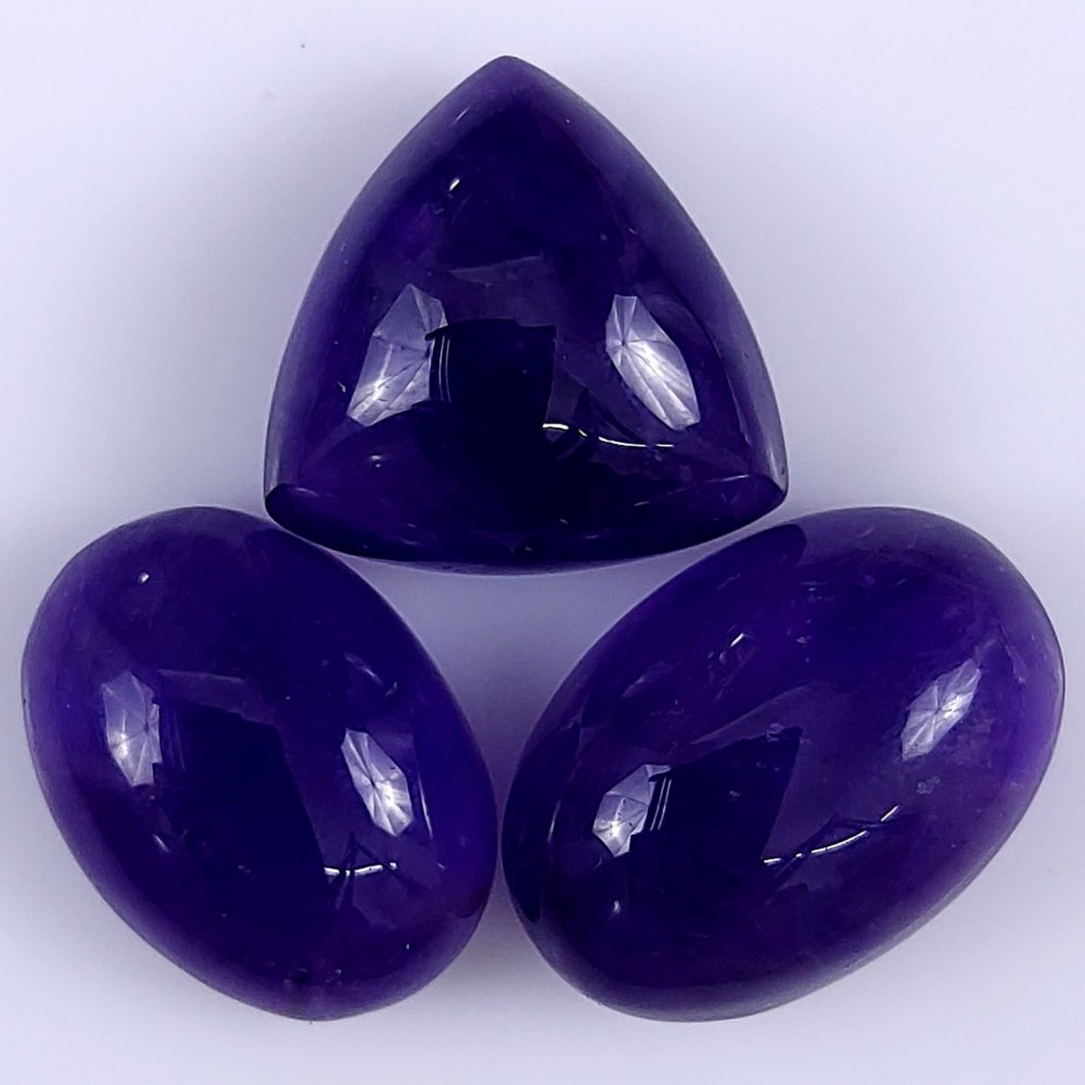 3Pcs 59Cts. Natural Purple Amethyst Cabochon Mix Shape Loose Gemstone#108