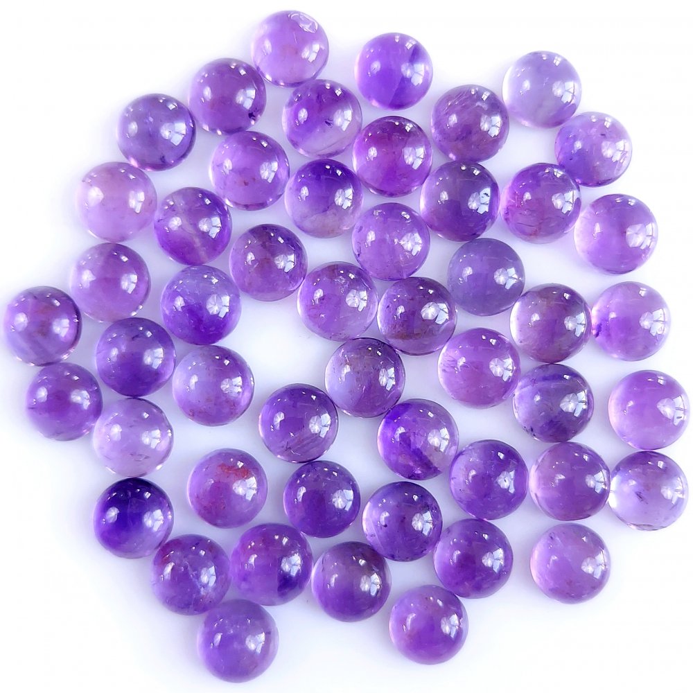 50Pcs 71Cts Natural Amethyst Cabochon Loose Gemstone Crystal Lot for Jewelry Making Gift For Her 7x7mm #10807